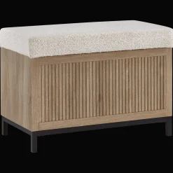 Online Bouclair Fabric and Wood Ottoman with Storage