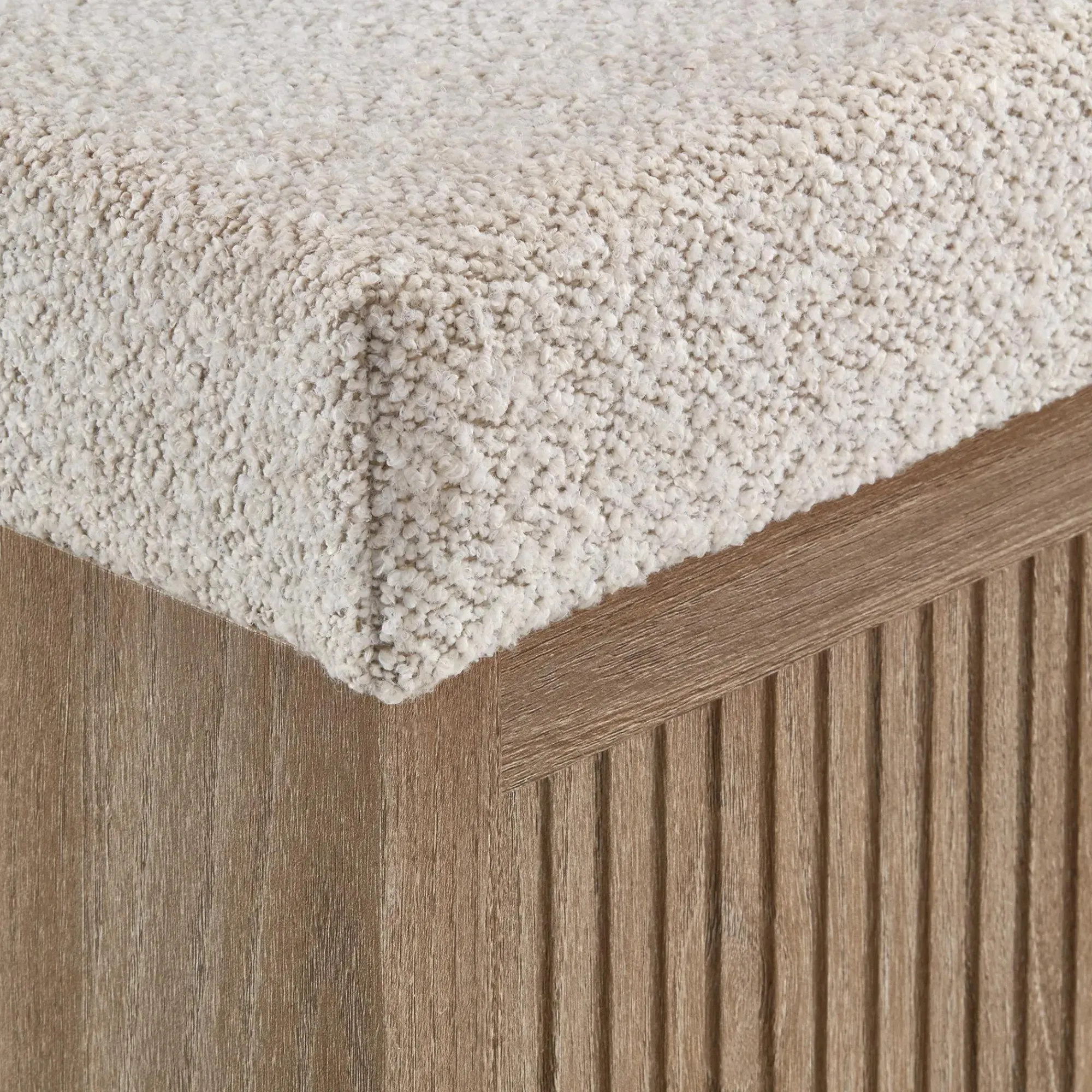 Online Bouclair Fabric and Wood Ottoman with Storage