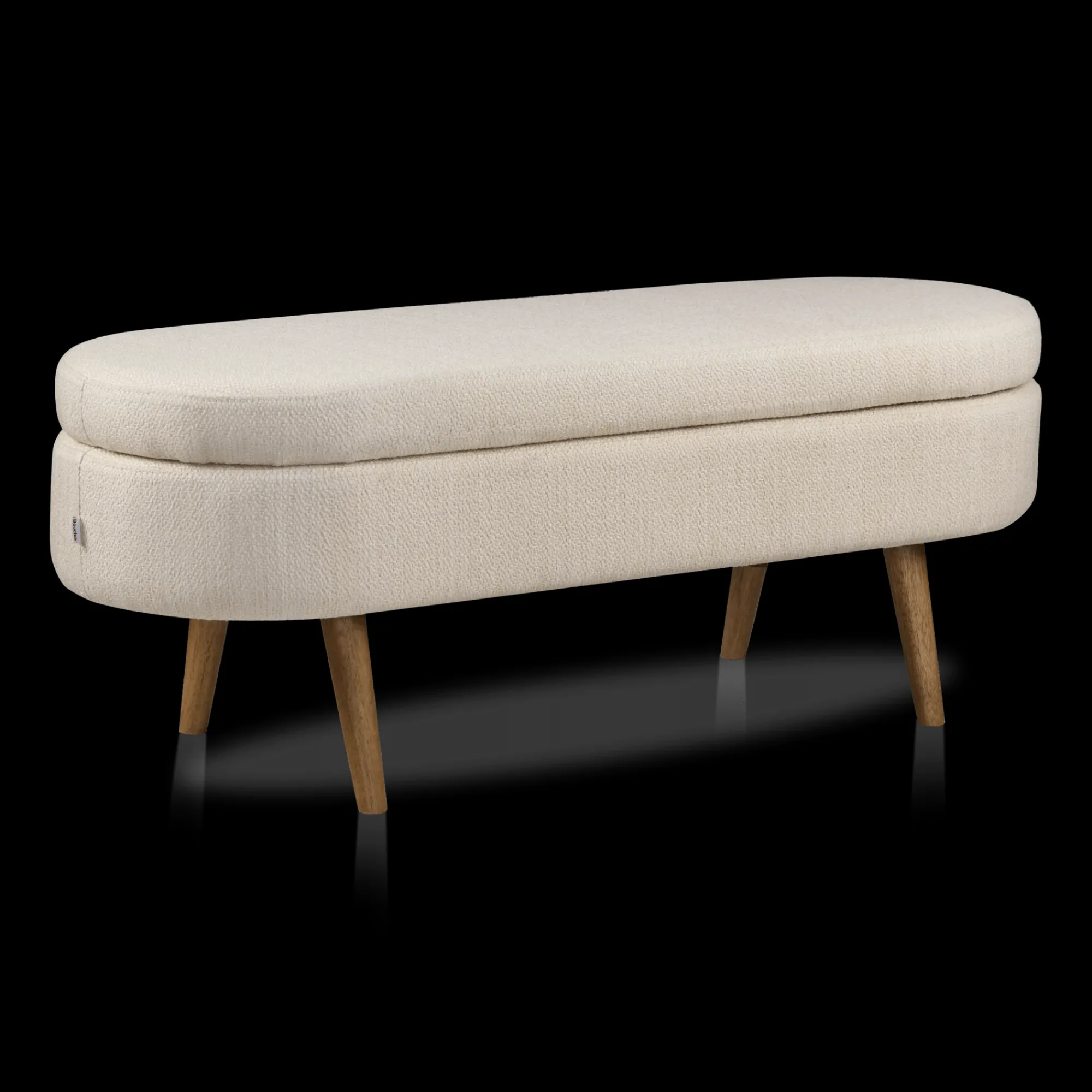 Best Bouclair Fabric Storage Bench on Wooden Legs