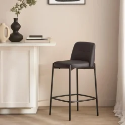 Bouclair Faux Leather and Metal Bar Stool