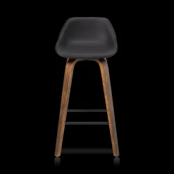 Discount Bouclair Faux Leather and Walnut Wood Bar Stool