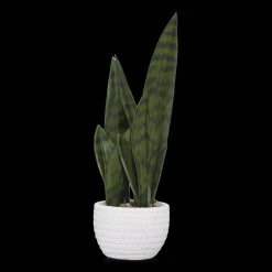 Outlet Bouclair Faux Rattan Ceramic Pot with Artificial Plant