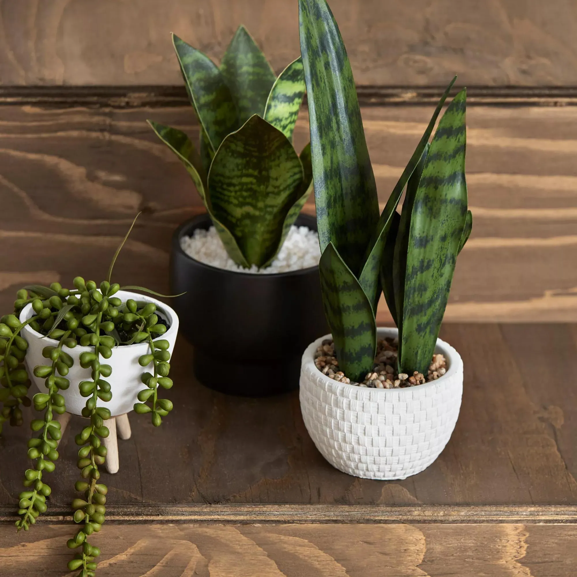 Outlet Bouclair Faux Rattan Ceramic Pot with Artificial Plant