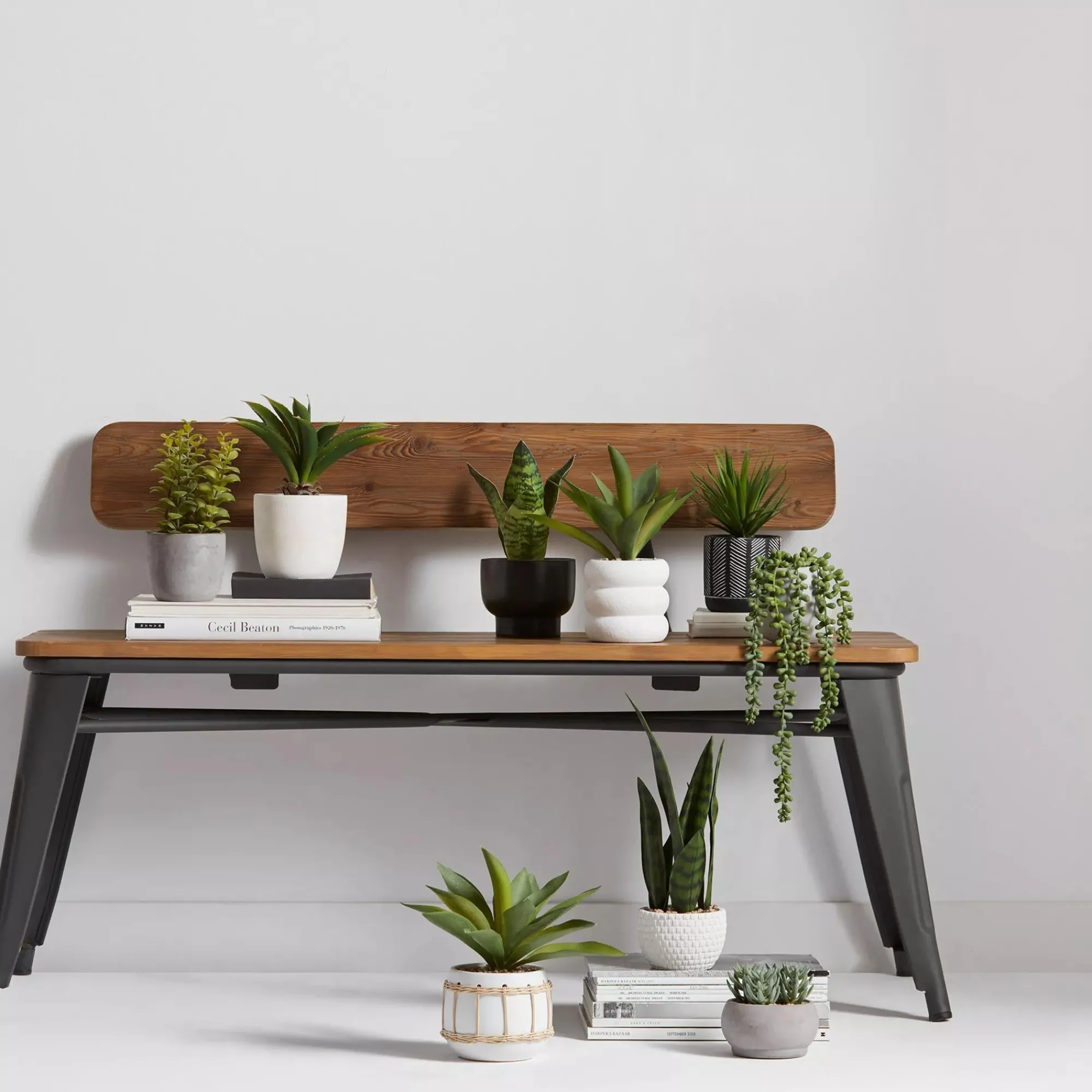 Outlet Bouclair Faux Rattan Ceramic Pot with Artificial Plant