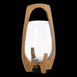 Online Bouclair Glass Candle Holder with Wooden Base