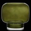 Bouclair Green Glass Pillar Candle Holder