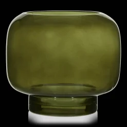 Bouclair Green Glass Pillar Candle Holder