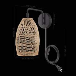 Clearance Bouclair Hemp Rope & Black Metal Wall Sconce