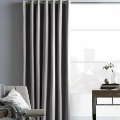 Discount Bouclair Light Grey Chambray Blackout Curtain