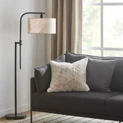 New Bouclair Linen Swivel Metal Floor Lamp