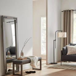 New Bouclair Linen Swivel Metal Floor Lamp