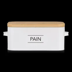 Clearance Bouclair Metal Bread Box with Bamboo Lid