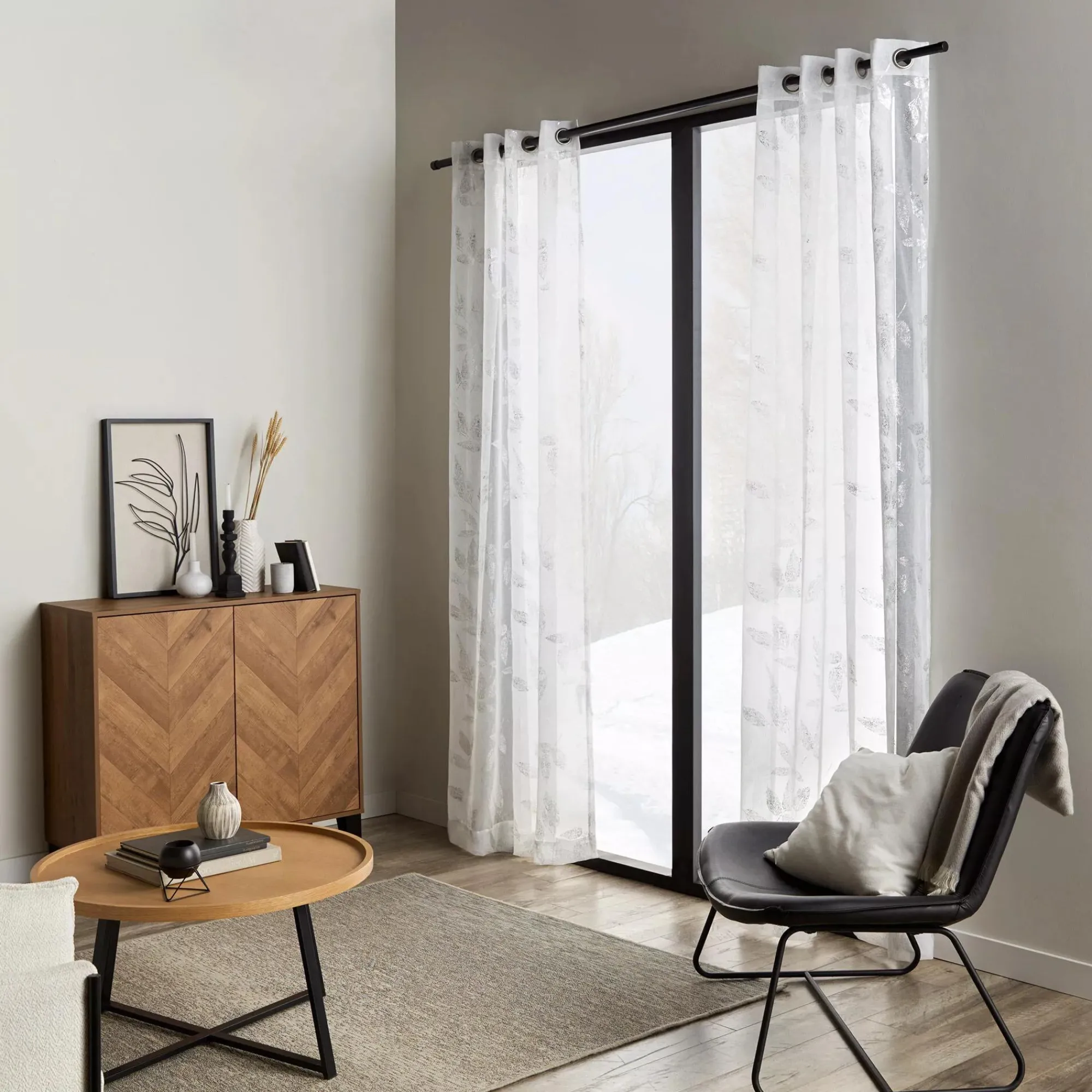 Best Bouclair Metallic Leaf Sheer Curtain
