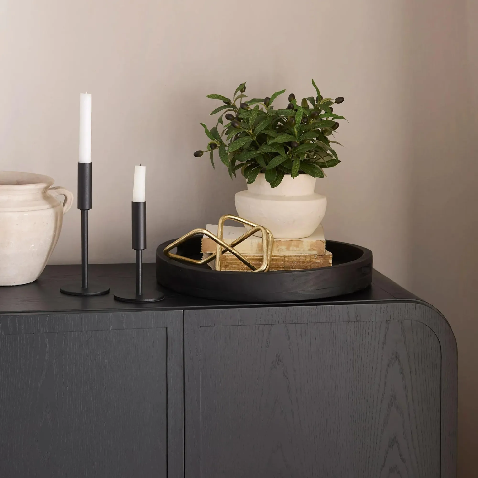 Discount Bouclair Modern Candle Holder in Black Metal