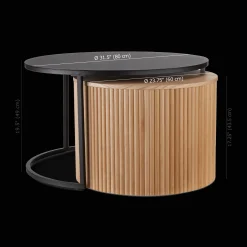 Discount Bouclair Nesting Coffee Table - Black Metal and Natural Wood