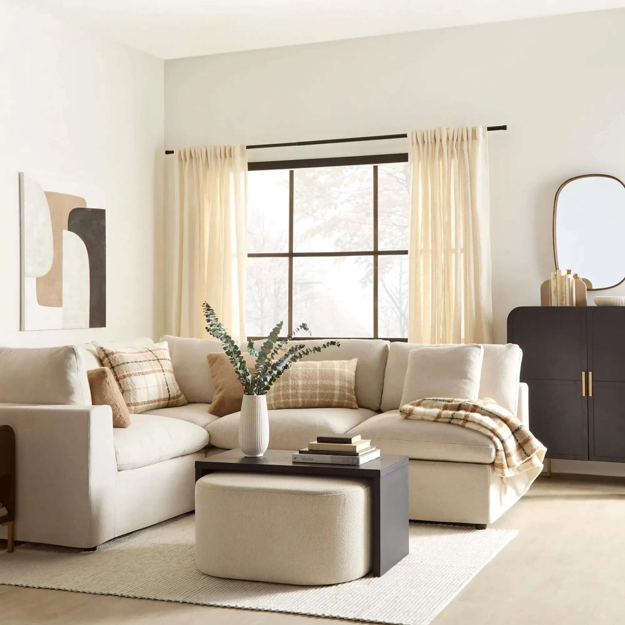 Sale Bouclair Neutral Color Block Oil Painting