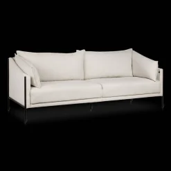 Discount Bouclair Oatmeal Fabric Sofa with Black Metal Legs