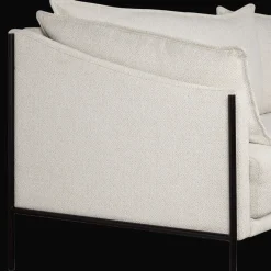 Discount Bouclair Oatmeal Fabric Sofa with Black Metal Legs