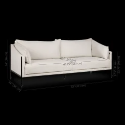 Discount Bouclair Oatmeal Fabric Sofa with Black Metal Legs