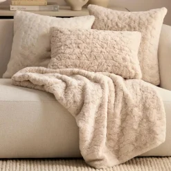 Bouclair Oatmeal Sheep Faux Fur Throw Pillow