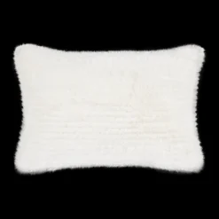 Bouclair Off White Maddox Faux Fur Decorative Lumbar Pillow