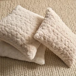 New Bouclair Off White Sheep Faux Fur Throw Pillow