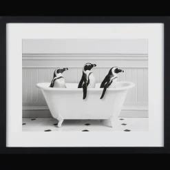 Best Bouclair Penguins in Bathtub Printed Framed Canvas