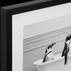 Best Bouclair Penguins in Bathtub Printed Framed Canvas