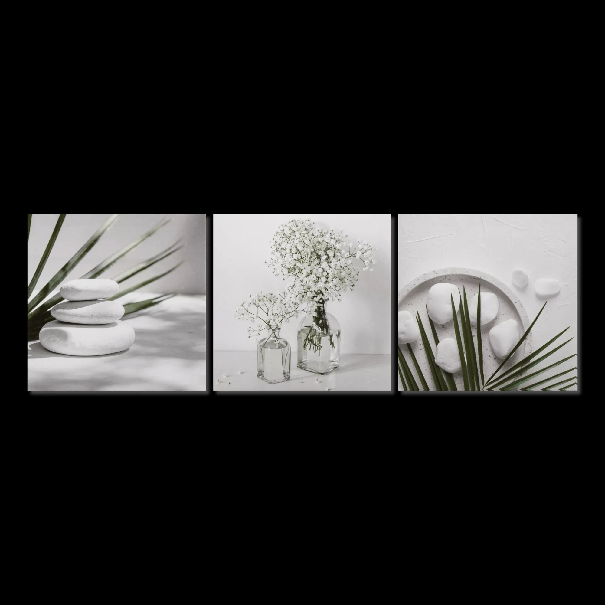 Best Bouclair 3-Piece White and Green Bathroom Wall Art