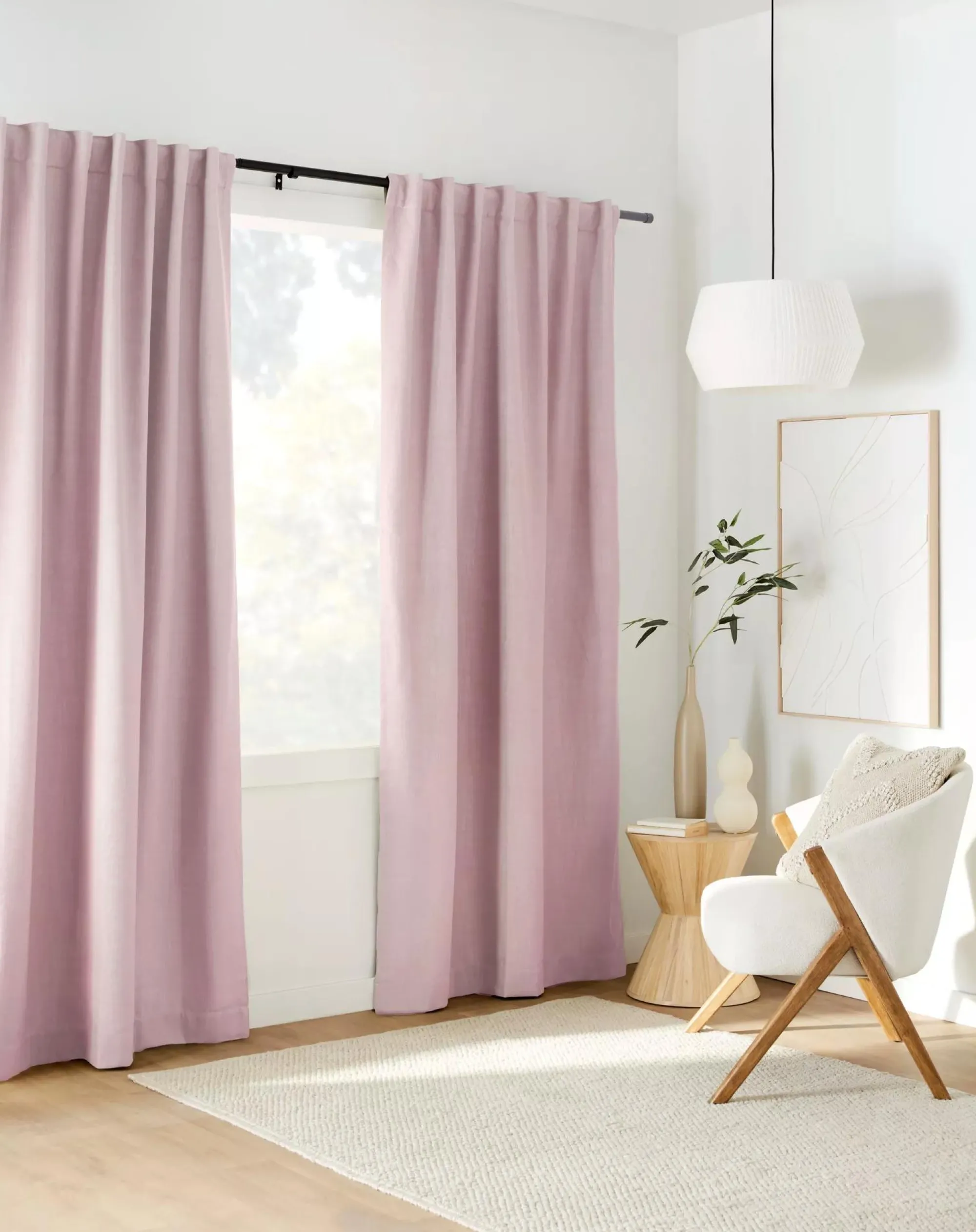 Sale Bouclair Pink Taha Rod Pocket Back Tab Blackout Curtain