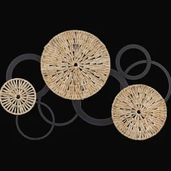 Clearance Bouclair Rattan and Metal Circles Wall Art