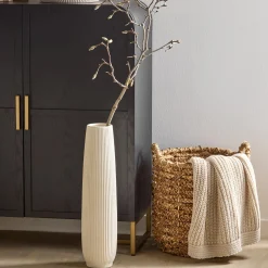 Online Bouclair Ribbed Ceramic Floor Vase