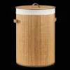 Online Bouclair Round Bamboo Hamper with Lining and Faux Leather Handles