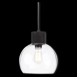 Clearance Bouclair Round Glass and Wood Ceiling Lamp