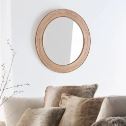 Discount Bouclair Round Pine Wood Mirror