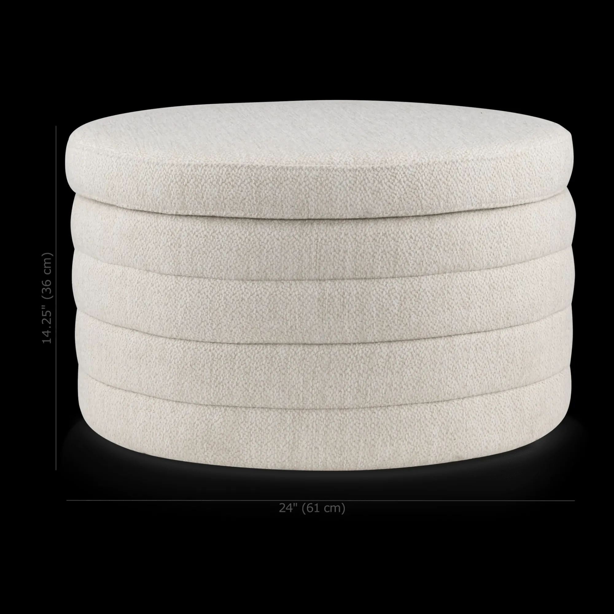 Outlet Bouclair Round Storage Fabric Ottoman