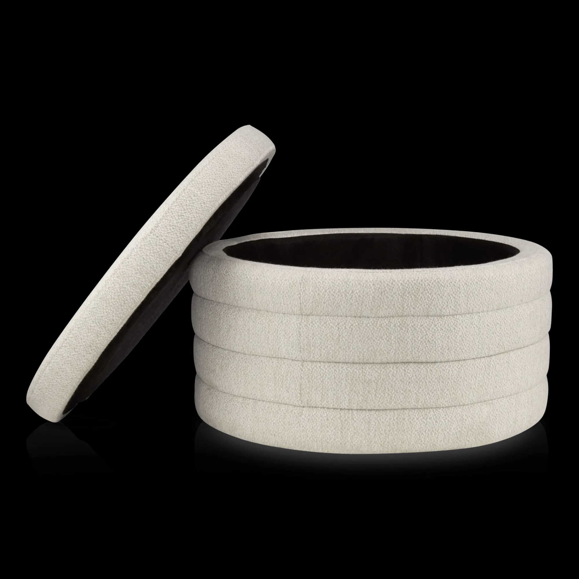 Outlet Bouclair Round Storage Fabric Ottoman