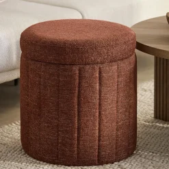 Sale Bouclair Round Storage Fabric Ottoman