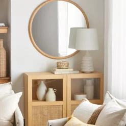 Hot Bouclair Round Wood-Framed Mirror