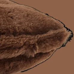 New Bouclair Rust Cougar Faux Fur Throw Pillow
