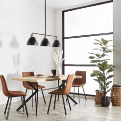 Clearance Bouclair Rust Textured Faux Leather and Metal Dining Chair