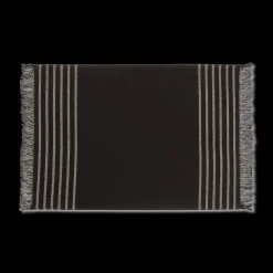 Outlet Bouclair Set of 4 Black & Natural Fringed Fabric Placemats