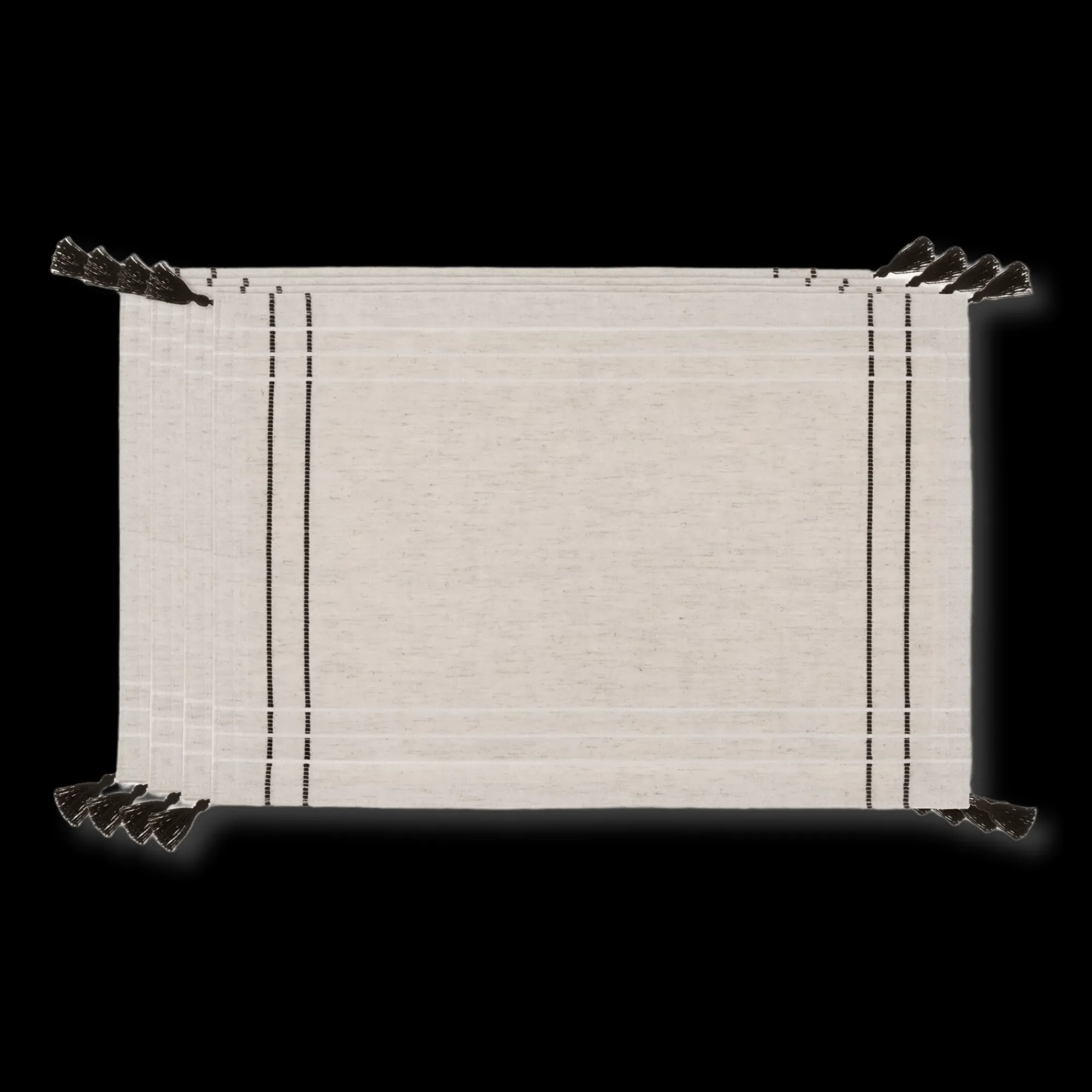 New Bouclair Set of 4 Fabric Placemats with Tassels