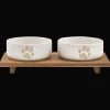 Clearance Bouclair Set of 2 Pet Paw Ceramic Bowls
