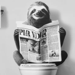 Discount Bouclair Sloth Reading Framed Art