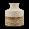 Clearance Bouclair Speckled Ceramic and Rattan Vase