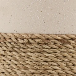 Clearance Bouclair Speckled Ceramic and Rattan Vase