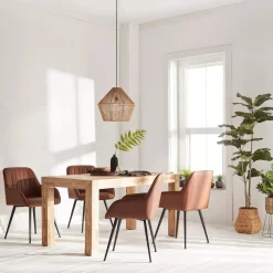 New Bouclair Textured Faux Leather and Metal Dining Chair