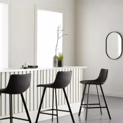 Discount Bouclair Textured Faux Leather and Metal Bar Stool