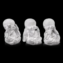 Online Bouclair Three Wise Buddha Cement Statuettes